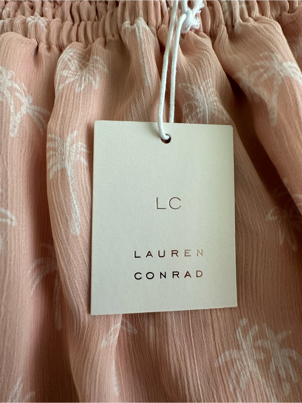 NWT LC Lauren Conrad Blush Pink Palm Ruffled Mini Skirt - Picture 4 of 6